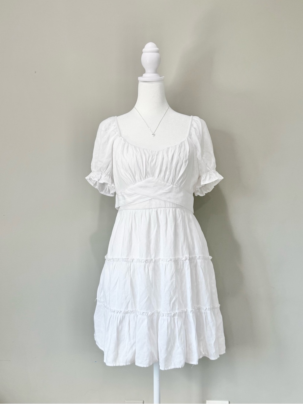 Trixxi White Puff Sleeve Milkmaid Dress